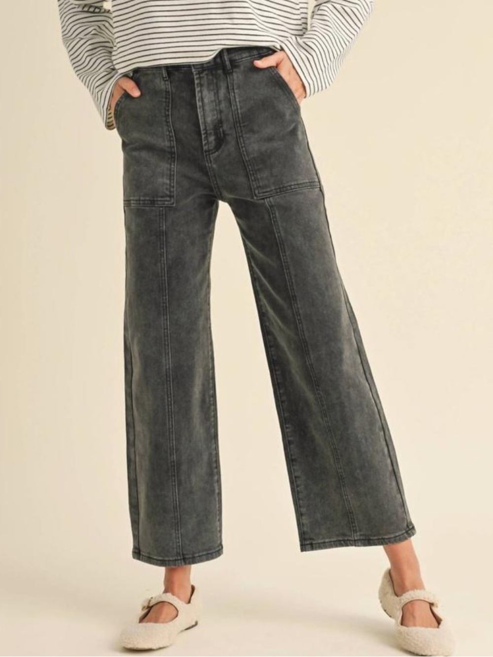 MIOU MUSE PANELED CROPPED JEANS